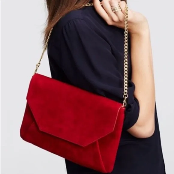 ANN TAYLOR Bella red Suede leather clutch bag - Picture 9 of 14